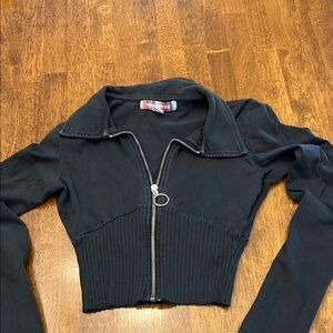 Urban Outfitters Black Zip-up crop top